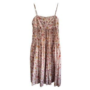 J.Crew Liberty Art Fabric Tiered Floral Dress in Liberty Pink Back Tie Sz 6